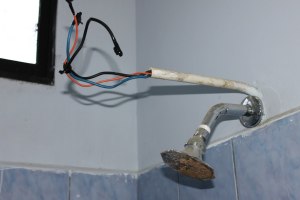 bare cable near shower head